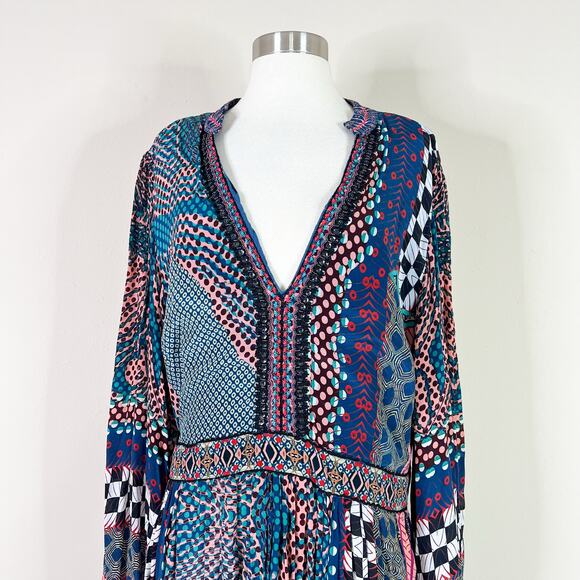 Anthropologie | Bhanuni by Jyoti Patterned Maxi Long Sleeve Slit Boho Maci Dress - Picture 3 of 16